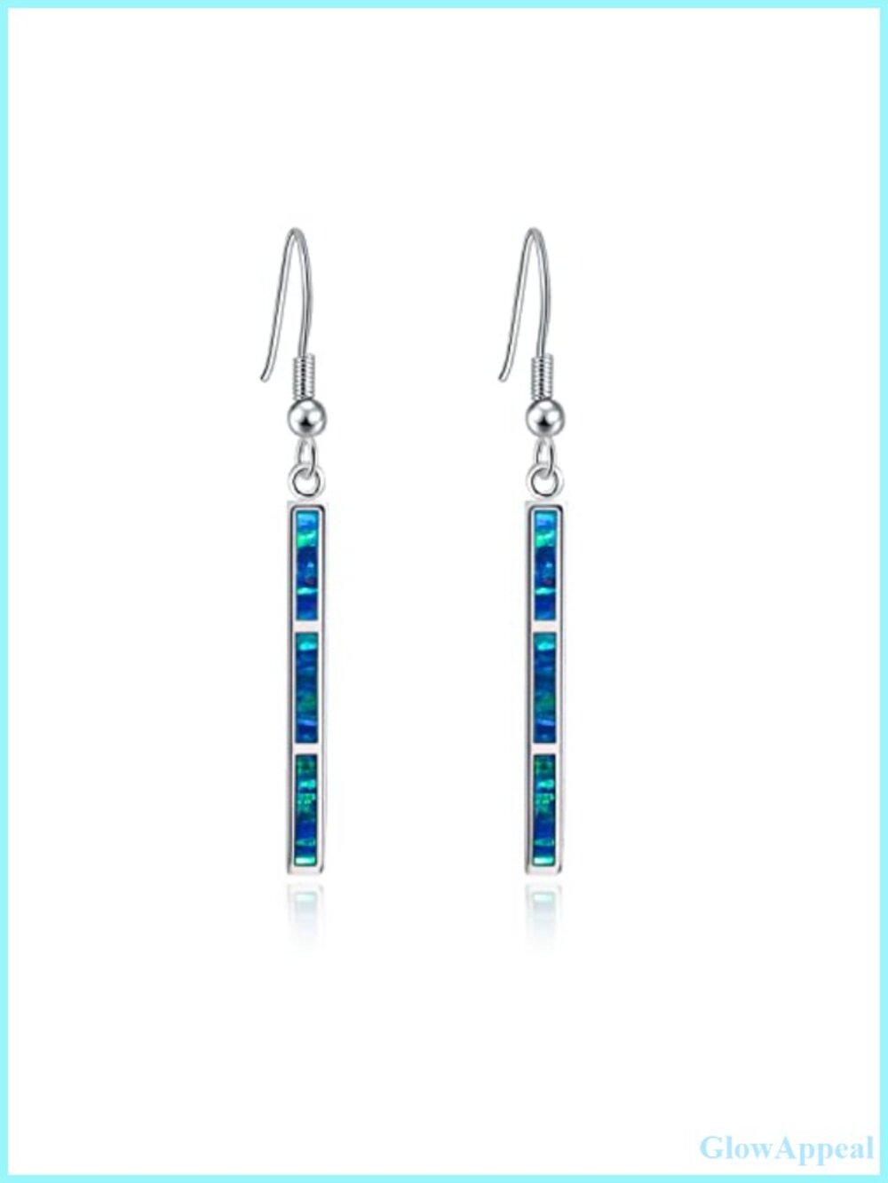 Opal Drop Earrings Silver Plated Dangle Bar for Women